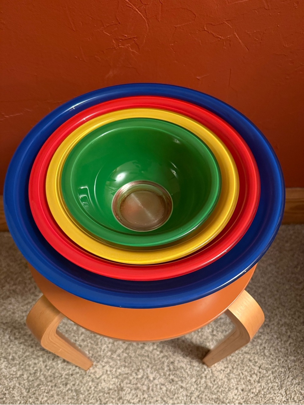 Pyrex Bright Multi-Color Nesting Mixing Bowls - Blue, Red, Yellow, Green